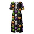 thumbnail image 4 of Women's Halloween Print Casual Dress, Round Neck with Pockets, Comfortable Relaxed Fit for Everyday Outings, Halloween Themed Cosplay Dress Green B XL, 4 of 6