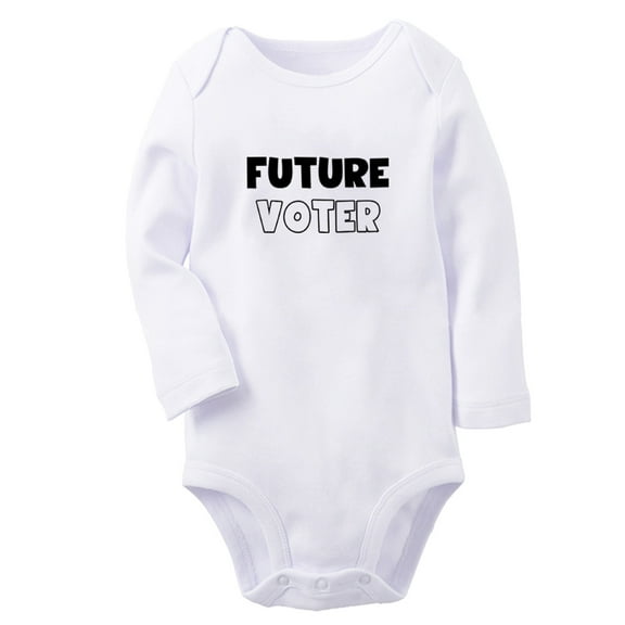 Future Voter Funny Rompers, Newborn Baby Unisex Bodysuits, Infant Jumpsuits, Toddler 0-12 Months Kids Long Sleeves Oufits (White, 6-12 Months)
