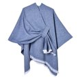 thumbnail image 6 of UTSJKR Women’s Speckled Knotted Wrap Poncho Cape Shawl with Fringe Trim Soft Warm Outer Cover‑Up for Fall Winter Daily Casual Fashion Outfit Navy, 6 of 6