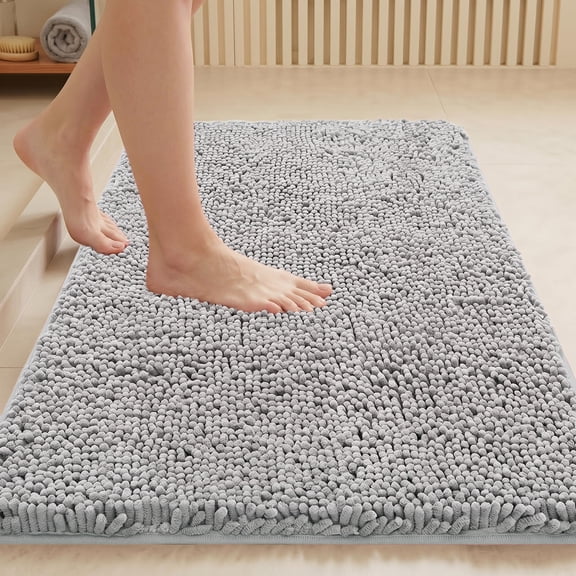 MudFree Bathroom Rugs, Non Slip Washable Doormat for Muddy Shoes,Light Gray 31"X20"