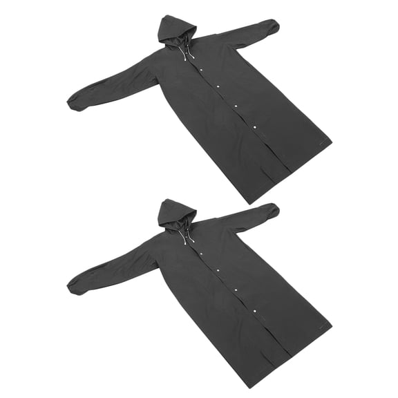 SWETRACE 2Pcs Long Black EVA Raincoat for Adults with Full Body Protection Waterproof Outdoor Use