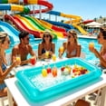 thumbnail image 2 of Inflatable Ice Serving Buffet Bar with Drain Plug Swimming Pool Floating Serving Cooler for Party Picnic Camping Tray Drinks,Blue, 2 of 6