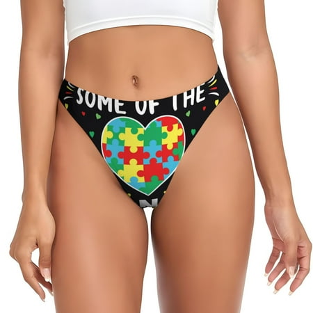 Adobk I Love With Autism Print Seamless Women Underwear Thongs No Show Ladies Thong No Line Breathable Comfortable Panties Undies for Women-Large