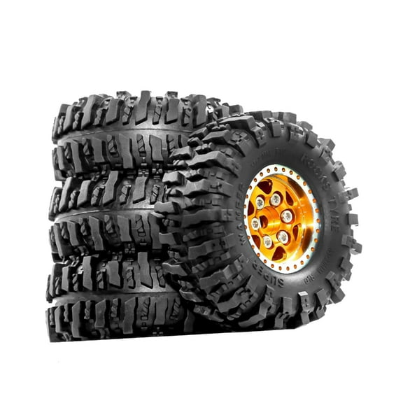 Zeiwohndc 4 Pcs Rubber Wheel Tires for Remote Control Crawlers Mud Tires Accessories