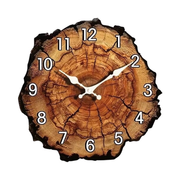 Reloj de pared de madera con números arábigos, sin tictac, elegante, fácil de leer, con veta de madera. 30 centímetros