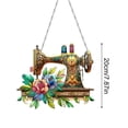 thumbnail image 3 of HuiXinOu Sewing Machine Acrylic Wall Decor, Flat Hanging Craft Room Art, Gift for Tailor, Seamstress, 8 Inch Decorative Pendant with Ribbon, 3 of 6