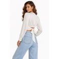 thumbnail image 2 of Forever 21 WGA Cropped Shirt W/ Peter Pan Collar &Tie Back, Color- White, Size- XS, 2 of 4