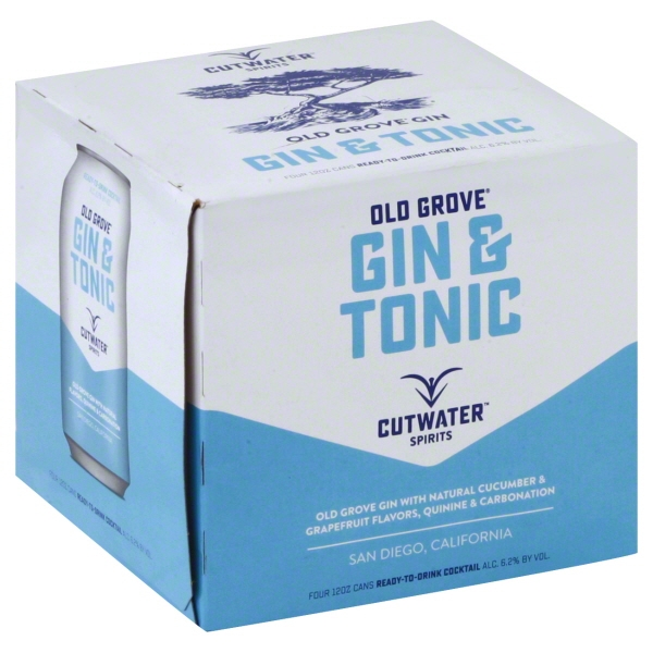 Cutwater Gin And Tonic PreMixed Cocktails, 4 pack, 12 fl oz cans