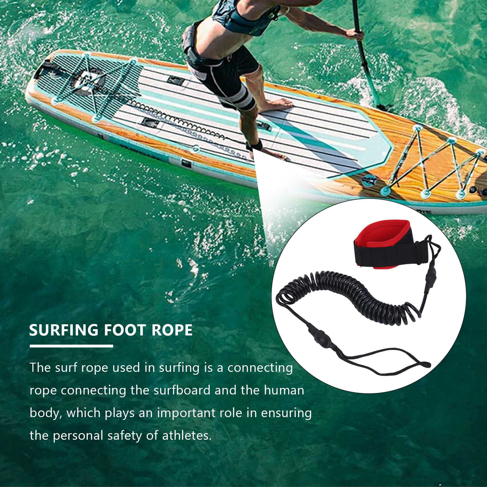 Laisse De Cheville Pour Surf Et SUP - Élastique Enroulée, Corde Pour Planche