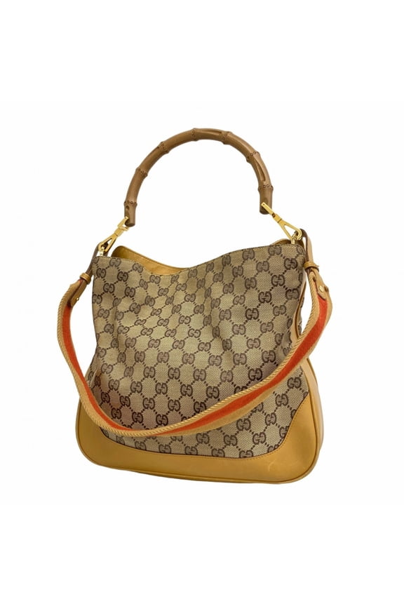 Pre-Owned Gucci GG Canvas Bamboo Handbag 001 4095 Brown 2-Way Bag for Women P2120581 (Good)