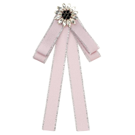 INSPIRE CHIC Women's Pre-Tied Neck Tie Ribbon Elegant Bowknot Bowtie Bow Tie Brooches Pink