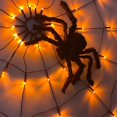 thumbnail image 4 of Luces de telaraña de Halloween, 60 LED, naranjas, con araña negra, para exteriores, impermeables, para decoración de Halloween, 4 of 5