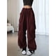 thumbnail image 5 of Pantalones Cargo para Mujer, Pantalones Casuales de Senderismo, Pantalones Holgados Y2K de Cintura Alta con Múltiples Bolsillos Vino Tinto S, 5 of 8