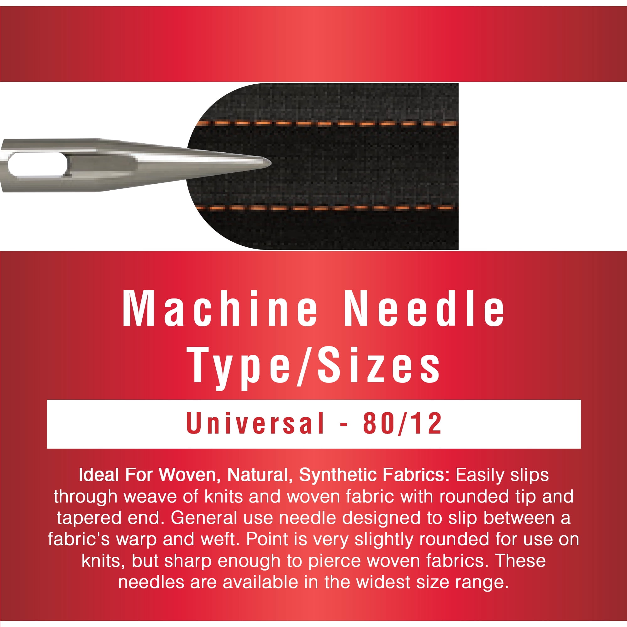 (2 pack) SINGER Size 80/12 Universal Regular Point Sewing Machine Needles (5 pack)