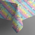 thumbnail image 5 of Colorful Striped Cartoon Unicorn Pattern Square Tablecloth,Waterproof Square Table Cover,Wipeable Spillproof Washable Table Cover for Home Kitchen Party Decor 60"x60"(152x152cm), 5 of 6