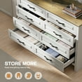thumbnail image 6 of CHITOOMA 8 Drawer Dressers for Bedroom, Double Horizontal Wooden Dresser, Chest of Drawers for Living Room, Nursery, Hallway, White & Brown, 6 of 12