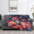 thumbnail image 2 of Uemuo Skull With Roses And Sunglasses Printed Throw Blanket for Couch, Fluffy Fuzzy Blankets for Bed, Sofa, Cozy Flannel Faux Fur Blanket-80"x60", 2 of 6