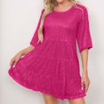 thumbnail image 2 of Minivestido de manga corta con lentejuelas brillantes: cintura holgada, color liso, para fiestas/galas, lavable a máquina, tallas S-XXL., 2 of 4