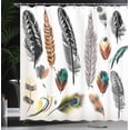 thumbnail image 4 of Ambesonne Boho Shower Curtain, Bird Feather Retro Vibrant, 69"Wx75"L, Multicolor, 4 of 5