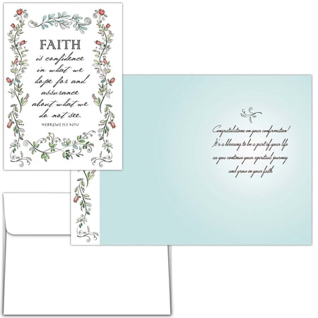 Shared Blessings Confirmation Card, Faith Is Confidence Floral Design, Religious NIV Scripture with Envelope