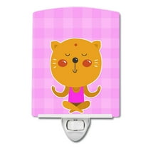 Caroline's Treasures BB6728CNL Yoga Cat Ceramic Night Light, 6x4x3", multicolor