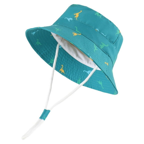 Tosmy Kids Sun Hat For Girls With Upf 50+ Outdoor Adjustable Toddler Dinosaur Beach Hat With Wide Brim Bucket Hats For Kids Classic For 6-12 Months