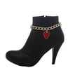 thumbnail image 1 of Women Gold Boot Chain Red Heart Shoe Bracelet Charm Love, 1 of 10