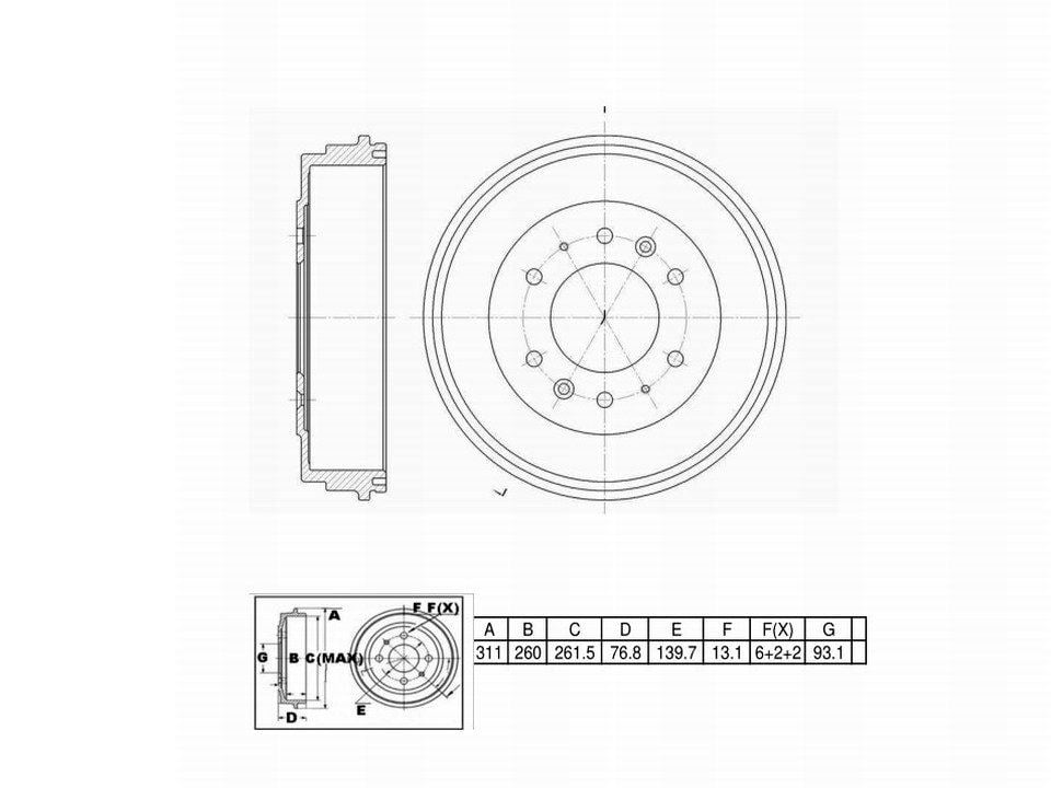 Winstop Brake Drum, Rear WS237204, Mazda B2600 1993-1987