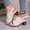 Beige, variant on Women's Solid-Color Leather Pumps with a Peep-Toe Thick Wedge Heel Design: Stylish, Casual Summer Platform Sandals for Comfortable Everyday Wear Navy 43