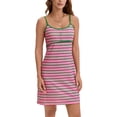 thumbnail image 4 of ATHLECHIC Womens Striped Print Summer Dresses Spaghetti Strap Sleeveless Casual Henley Short Sundress Mini Dress XL Pink, 4 of 6