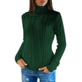 thumbnail image 1 of Suéter de cuello alto de moda para mujer, suéter ajustado de otoño e invierno, suéter de cuello alto de punto cable de manga larga para mujer, 1 of 6