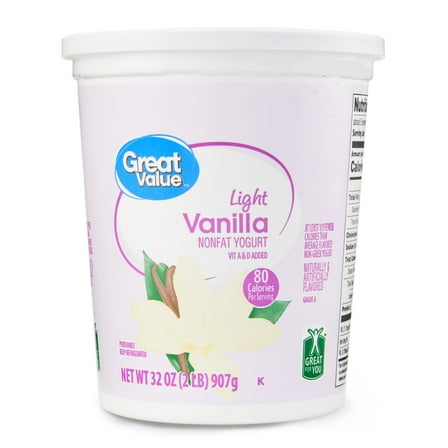 Great Value Light Vanilla Nonfat Yogurt, 32 oz