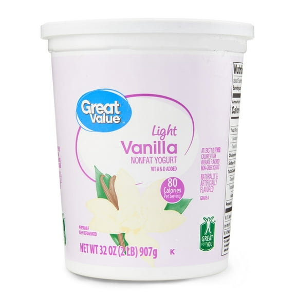 Great Value Light Vanilla Nonfat Yogurt, 32 oz