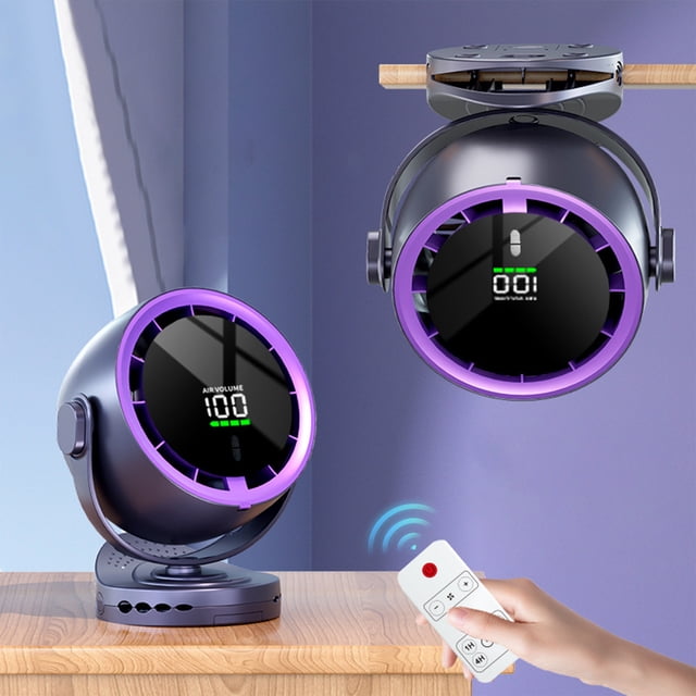 Desk Fan Small Fan Mini Fan Desk Fans Small Quiet Table Fan Small Fans for Bedroom Clip On Fan with 4000Mah Battery Digital Display Fan with Remote Control 100 Speeds 720 Degree Rotation Small Fan