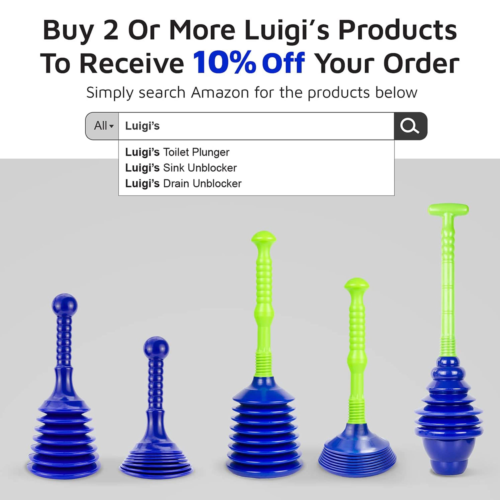 Luigi's Large Sink and Drain Plunger for Kitchens, Bathrooms, Sinks, Baths,  Waste Pipes and Showers. Heavy Duty, Powerful, Commercial Style 'Plumbers