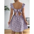 thumbnail image 6 of Women Floral Mini Dress Square Neck Ruffle Shoulder Back Tie A Line Sundress XL, 6 of 9