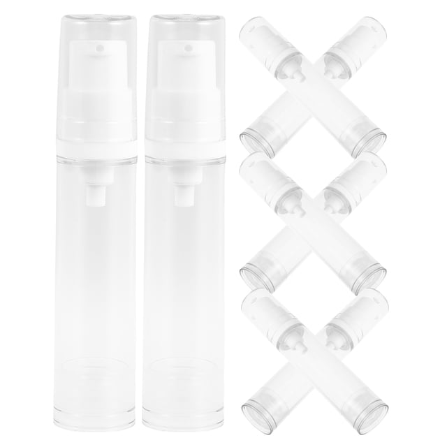 Botella rellenable sin aire (8 unidades) para viaje, loción, crema y base, mini envase para artículos de tocador, dispensador al vacío de 10 ml