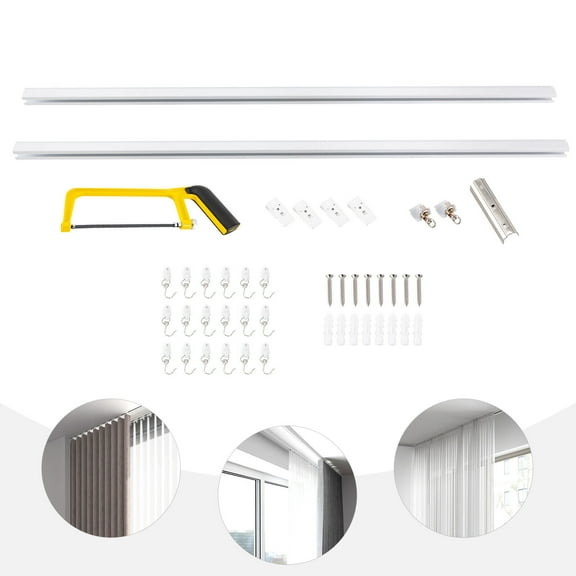 Ceiling Mount Curtain Track Kit with Hooks, Small Size for Space 3ft - 6ft Wide, Scalable for Ceiling Mounts in the Living Room, Bedroom