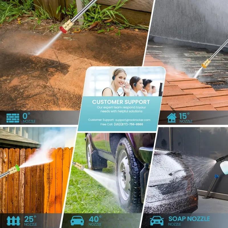 Naudhenm 350 Psi 2 Gpm Battery-Powered Pressure Washer with Quick Connect Tips