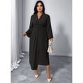 thumbnail image 6 of Wedding Guests Dresses Women Formal Maxi Dress Plus Size Twist Front V-Neck Wrap Cocktail Dress Evening Party Black XXL, 6 of 9