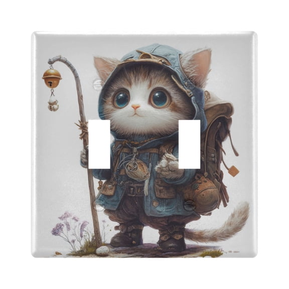 Switch Panel 4.48x4.56In Switch Plate Wall Panel Living Room Kitchen Bedroom Study Switch Panel Stylish Decoration Travelling Cat