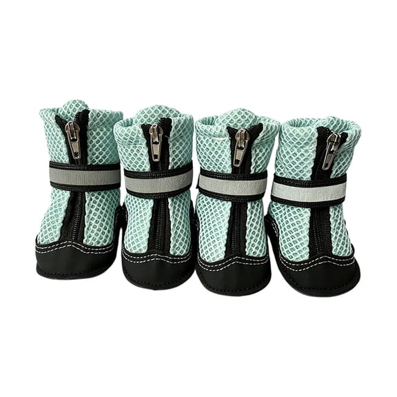 Anti-Slip Dog Boots, Breathable Waterproof Shoes with Smooth Zipper and Reflective Hook & Loop, for Small Medium Dogs, 4pcs