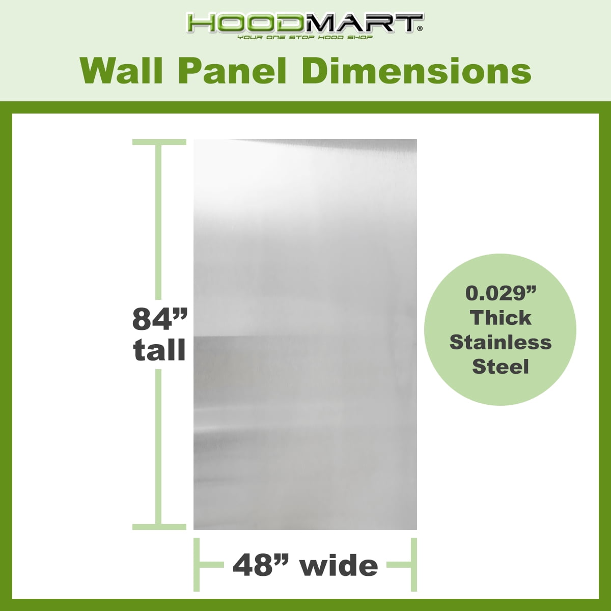HOODMART 48” x 84” Metal Wall Panels, Set of 7 - High Quality Stainless Steel Sheet with Seams & End Caps, Back Splash Guard for Food Trucks, Restaurants, and Trailers