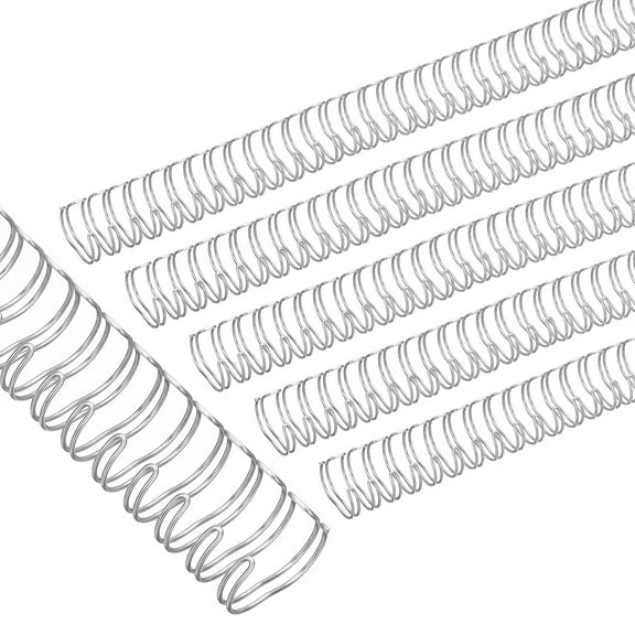 14mm (9/16") Double Loop Wire Binding Combs, 100 Pcs Metal Twin Loop Binding Coils 120 Sheet Capacity 3:1 Pitch 32 Ring Binding Spines, Silver