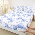 thumbnail image 4 of Erosebridal Cute Bowknot Kids Full Size Sheets,Blue Polka Dot Print Bed Sheets For Girls 4pcs, 4 of 6