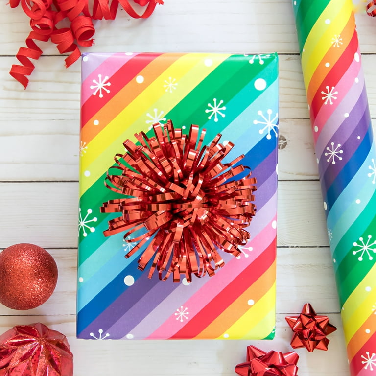 Rainbow Christmas Gift Wrap | Christmas Wrapping Paper | Holiday Wrap | Fun  Wrapping Paper | Gift Wrap Rolls | Heavy Duty Paper