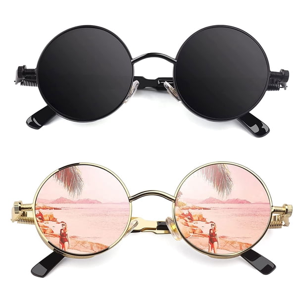 Gafas de sol CGID Retro Steampunk redondas polarizadas UV400 E72