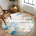 thumbnail image 2 of Large Round Rug 8Ft Washable Non-Slip, Beach Coastal Circle Area Rugs for Living Room Bedroom, Summer Nautical Coral Shell Botanical Vintage Indoor Floor Mats Carpet Runner for Home Decor, 2 of 8
