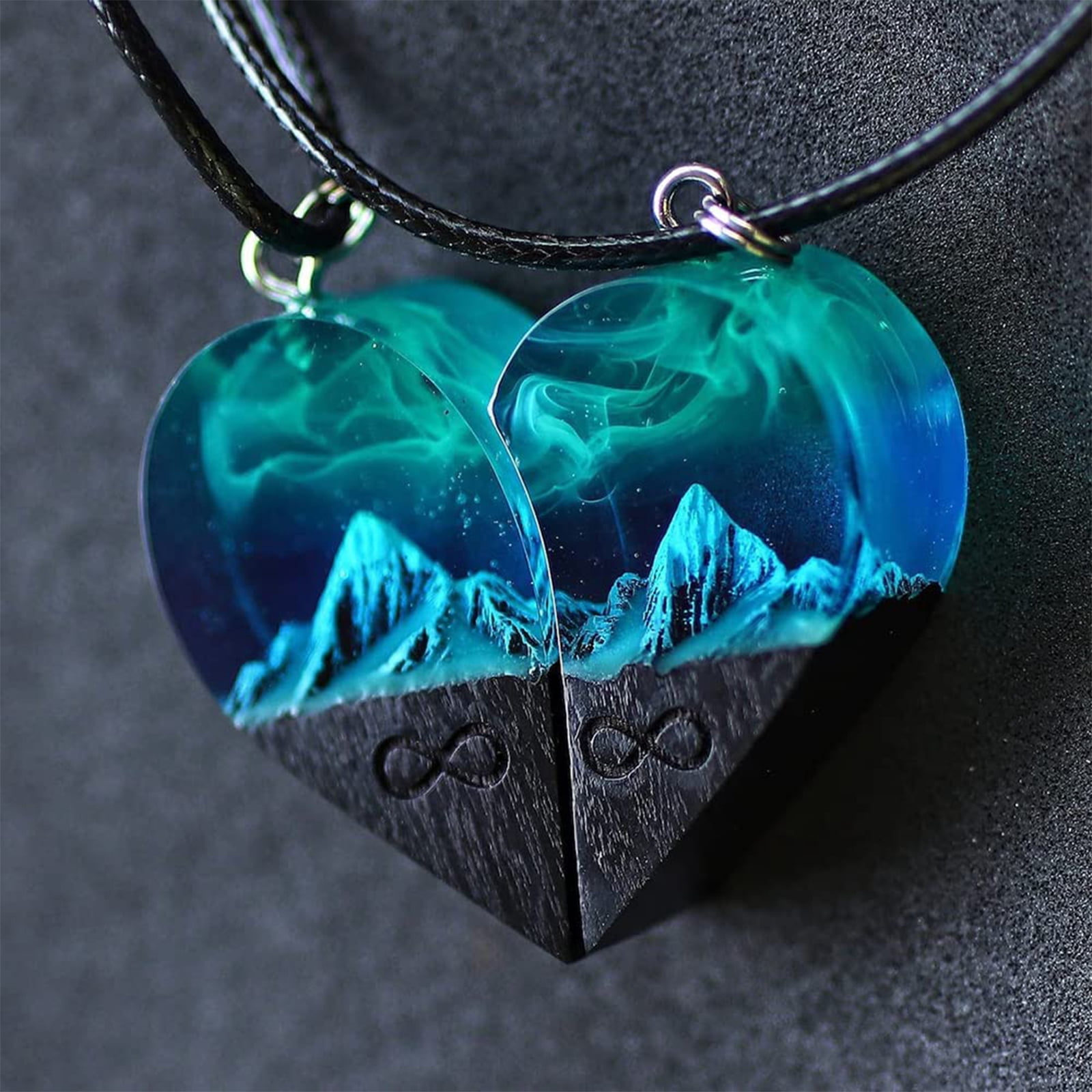 huntermoon Wood Resin Heart Pendant 