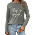 thumbnail image 4 of Sexlip Womens Christmas T Shirt Loose Long Sleeve Printed Shirt Fashion Cozy Xmas Party Tops Casual Crew Neck Solid Blouse Gray XXL, 4 of 7